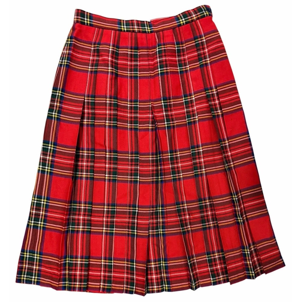 James Dalgliesh Vintage Plaid Knee Length 100% Wool Skirt Red Women's Size 14